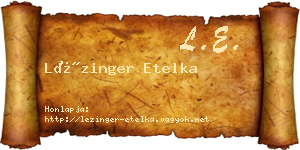Lézinger Etelka névjegykártya